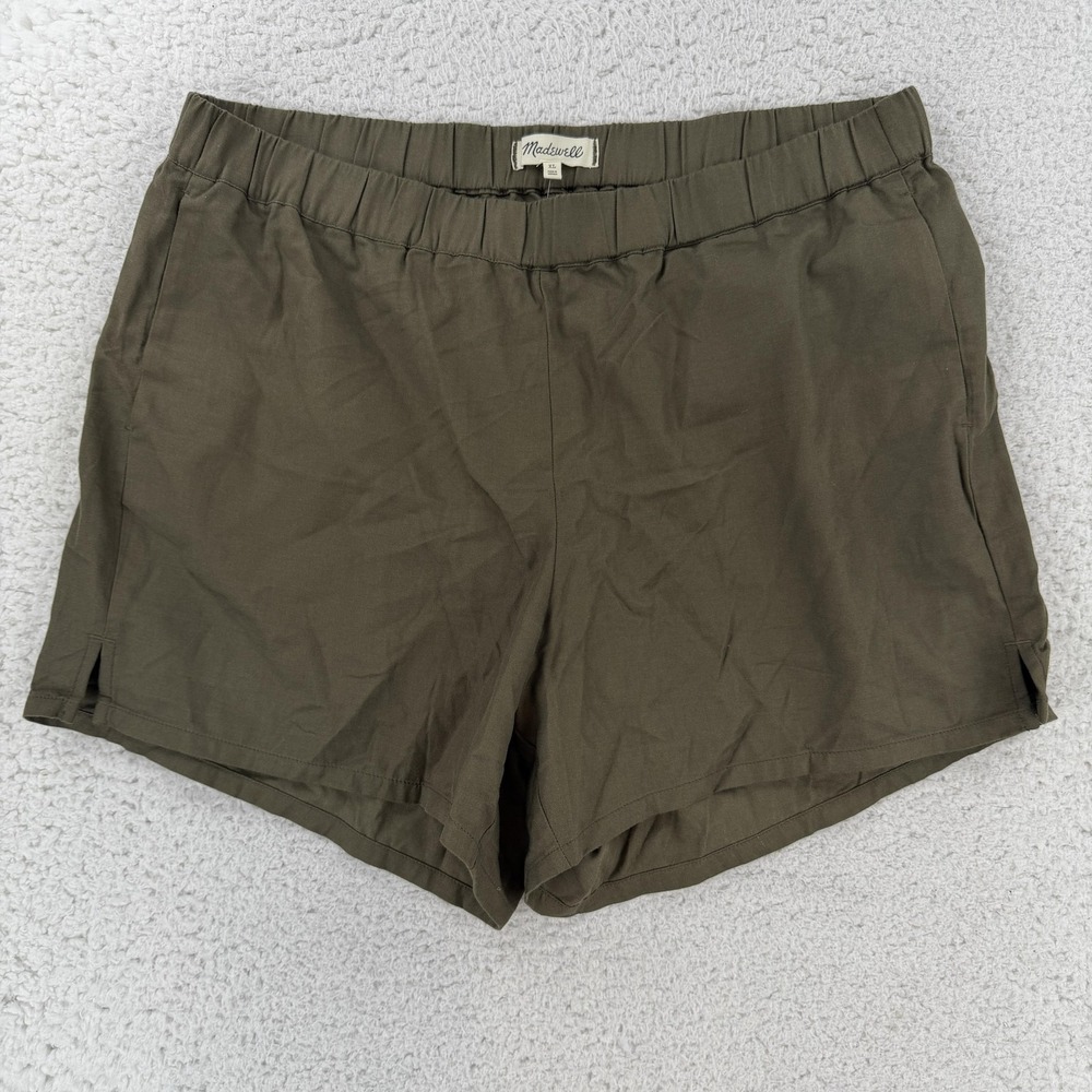 Madewell Womens XL Green Chino Twill Shorts Elastic Waist K6008 Foliage Green